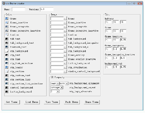 Captura de pantalla de crx Theme Creator