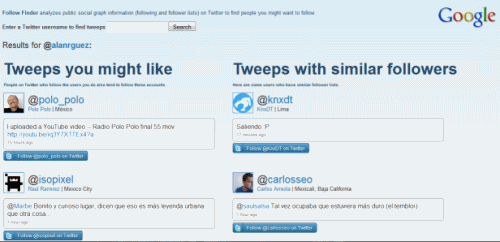 Captura de pantalla de Google Follow Finder