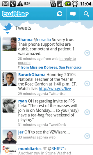 Captura de pantalla de la línea de tiempo en Twitter for Android