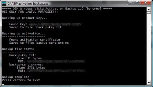 ABR Activation Backup and Restore