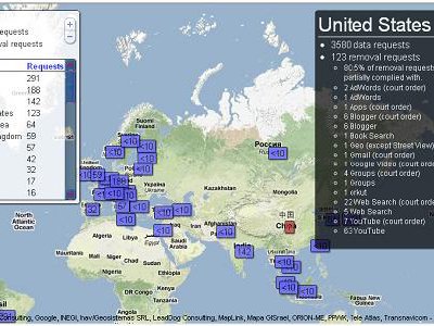 Mapa mundial de Censura según Google