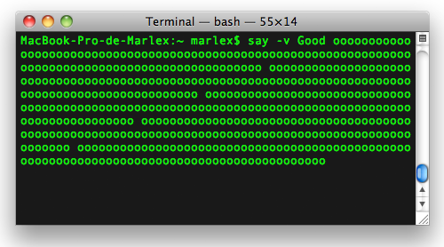 Terminal cantando en Mac OS X