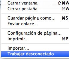 Imagen de Firefox en modo desconectado