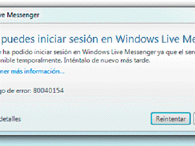 Solución al error 80040154 o 80040111 de Messenger