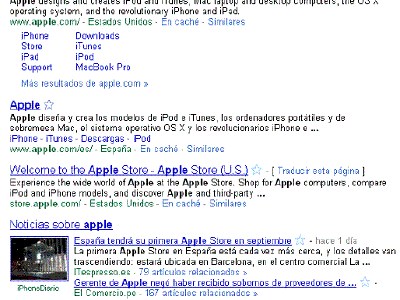 Búsquedas en Google muestran resultados de sitios oficiales