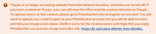 Mensaje de advertencia de TinyPic