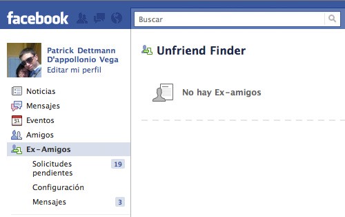 quién te eliminó como amigo del Facebook