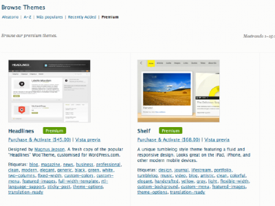 WordPress.com ya dispone de temas Premium (de pago)