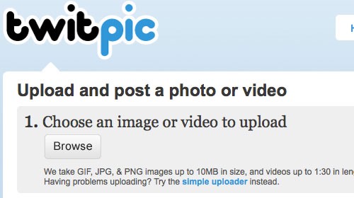 Twitpic fotos o vídeo