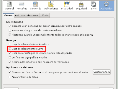 Activar desplazamiento suave en Mozilla Firefox