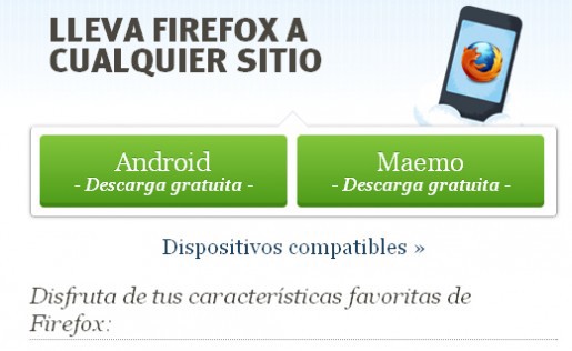 Captura de Firefox Mobile 4 en dispositivos Android y Maemo