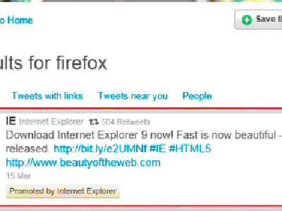 Microsoft compra tweets patrocinados en las búsquedas de twitter para la palabra 