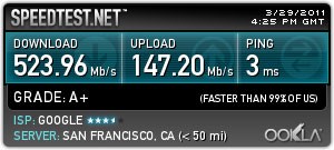 Captura de pantalla de SpeedTest desde Google