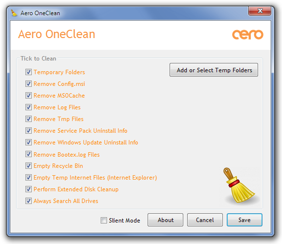 Captura de pantalla de Aero OneClean