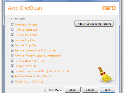 Aero OneClean, sencilla herramienta para limpiar archivos temporales