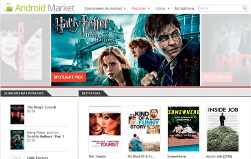 Películas en el Android Market