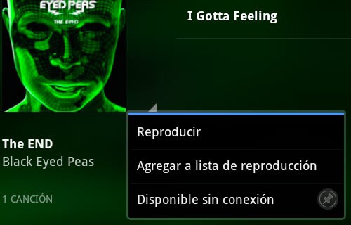 Elegir opciones sin conexión por artista