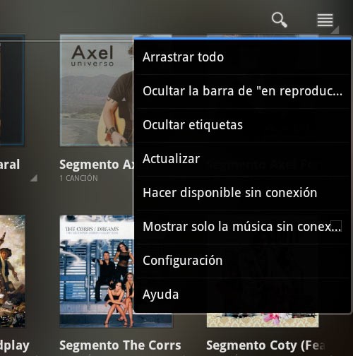 Opción para poner un álbum sin conexión