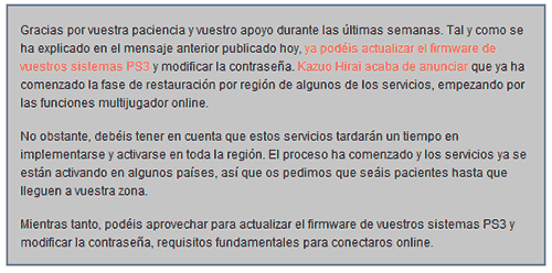El e-mail de la PSN