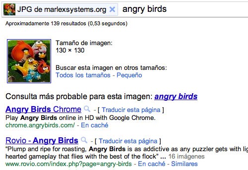 Búsqueda con una Imagen en Google Imágenes: Angry Birds