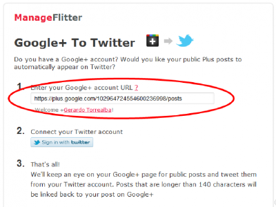 Actualiza Twitter desde Google+ de forma automática, con ManageFlitter