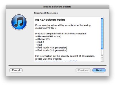 iOS se actualiza a la versión 4.3.4 y bloquea el uso de Jailbreak