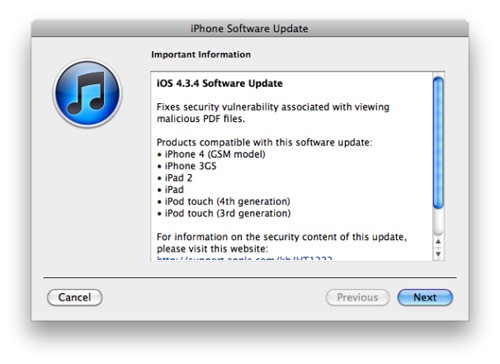 iOS Update 4.3.4