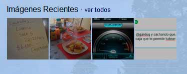 Barra lateral de Twitter que muestra las imágenes recientes