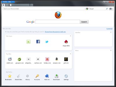 Firefox 9 incluirá una nueva pestaña de inicio con funcionalidad similar a 