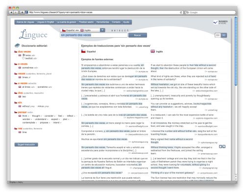 Imagen del sitio Linguee