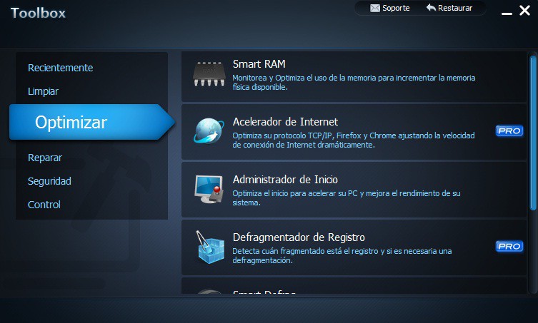 Sección ‘Optimizar’ de Advanced SystemCare 4
