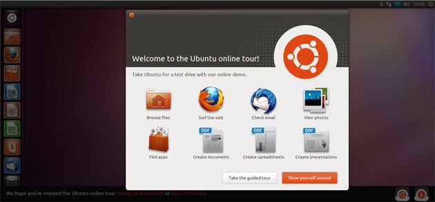 Captura de pantalla del Ubuntu Online Tour