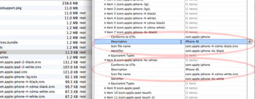 iPhone 4S en el instalador de iTunes 10.5