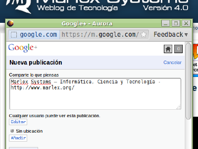 Compartir el sitio en el que navegues en tu perfil de Google+