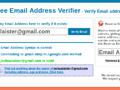 Herramienta para verificar si existe una direccion de correo