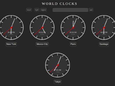 World Clocks: Ver la hora de unas 400 ciudades