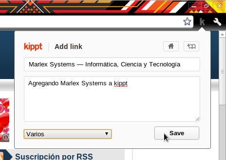 Imagen de Kippt en Google Chrome