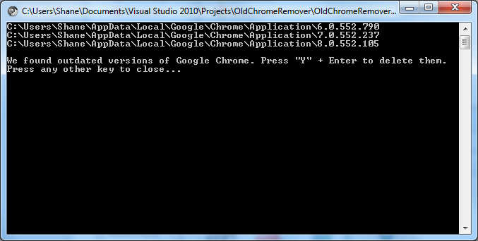 Imagen de OldChromeRemover en acción
