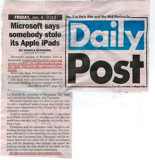 Daily Post de Palo Alto, con la Noticia