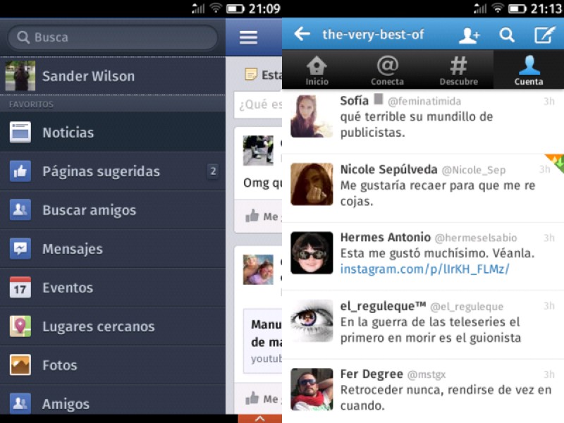 Captura de pantalla de la aplicación de Twitter en Firefox OS