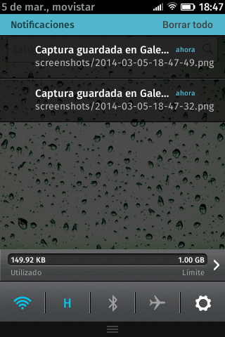 Captura de pantalla del cajón de aplicaciones de Firefox OS