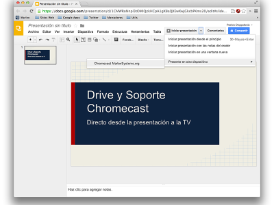 Google Drive ya soporta enviar las Presentaciones al Chromecast