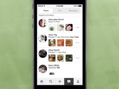 Pinterest está probando una nueva sección en su app para iOS que muestra qué están haciendo otros ususarios