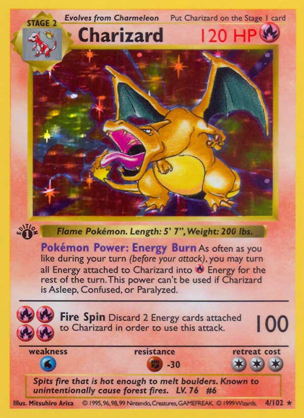 Tarjeta Charizard de Pokémon primera generación