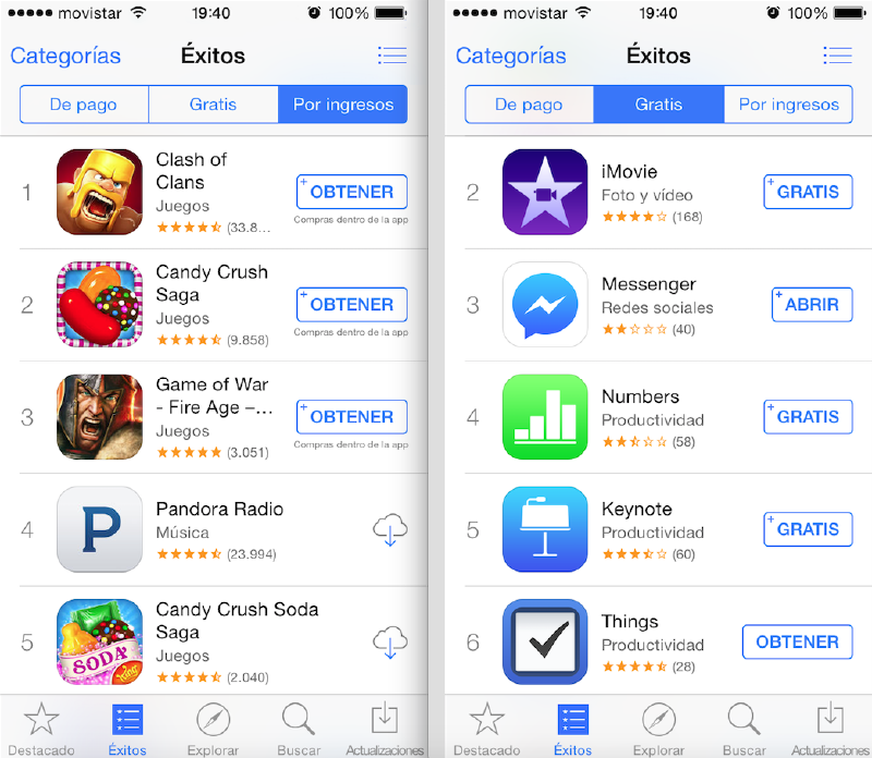 Captura de pantalla de la App Store mostrando el cambio en el botón de descarga