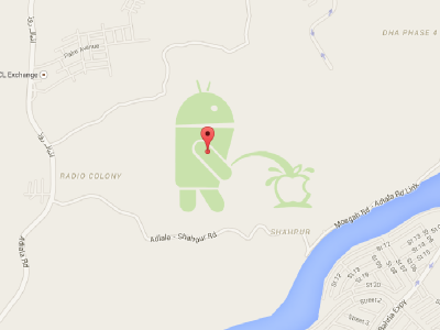 Broma pone al logo de Android orinando sobre Apple en Google Maps