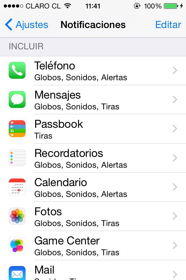 Imagen de notificaciones en iPhone
