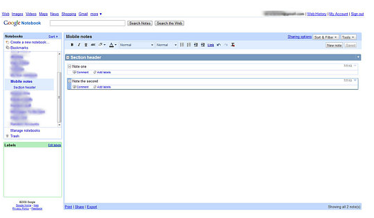 Captura de Google Notebook