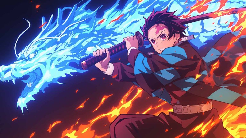 Tanjiro Kamado, el protagonista de Demon Slayer, en una de sus formas más poderosas: el Dragón de Fuego