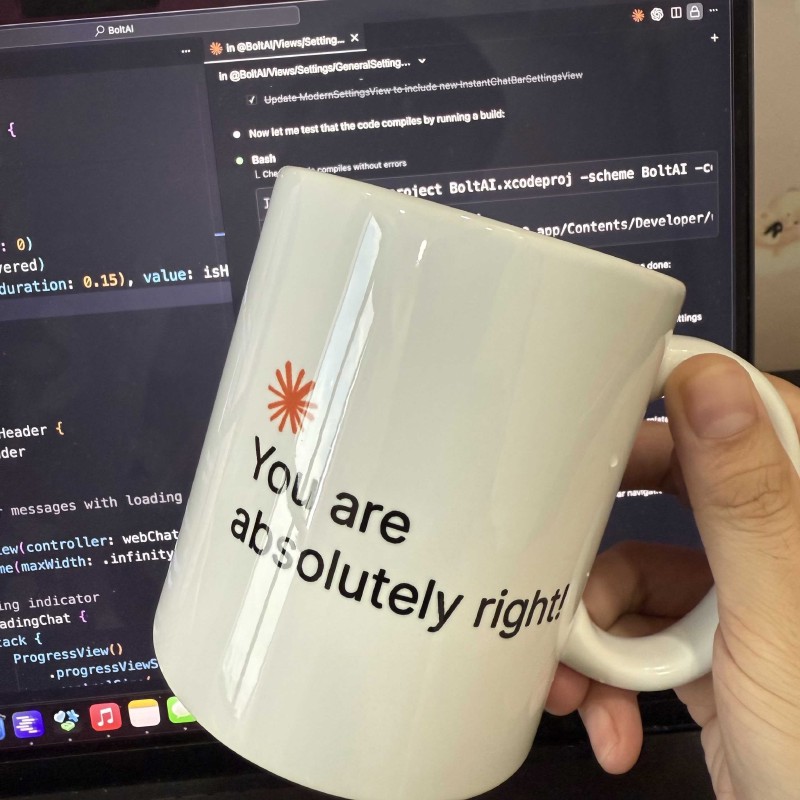 Una taza que dice “Estás absolutamente en lo cierto!”